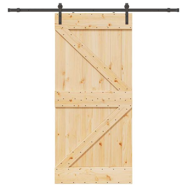 vidaXL Schuifdeur met beslag 90x210 cm massief grenenhout