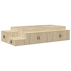 vidaXL Opbergbedframe met opslag Sonoma Eiken 100 cm Bewerkt hout