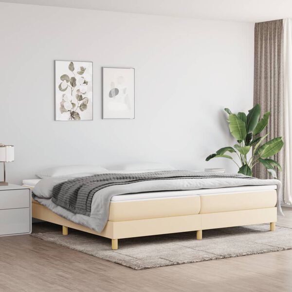 vidaXL Boxspring bed stof cr&egrave;mekleurig 200x200 cm