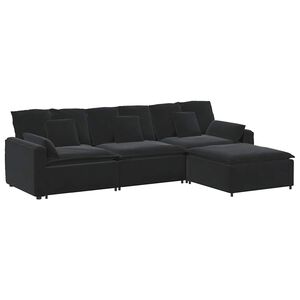 vidaXL Modulaire bank met voetenbank en kussens zwart