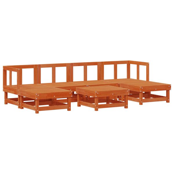 vidaXL Tuin loungeset 7 pcs Waskleur Bruin Massief grenenhout