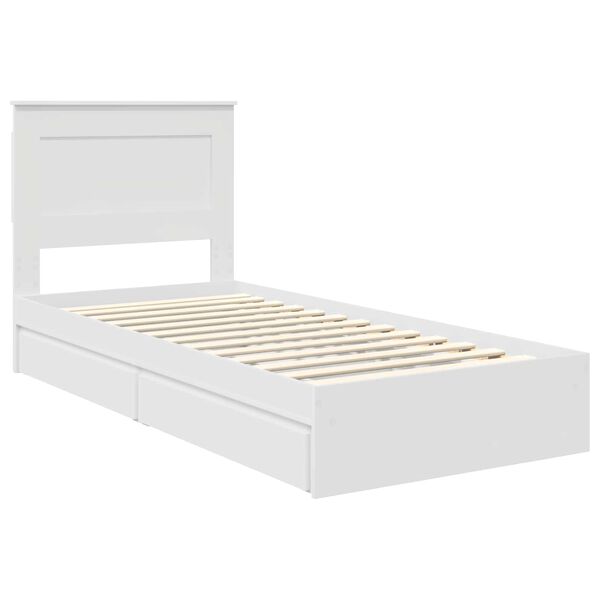 vidaXL Opslag bed met hoofdeinde met lade Wit 90 x 190 cm Bewerkt hout
