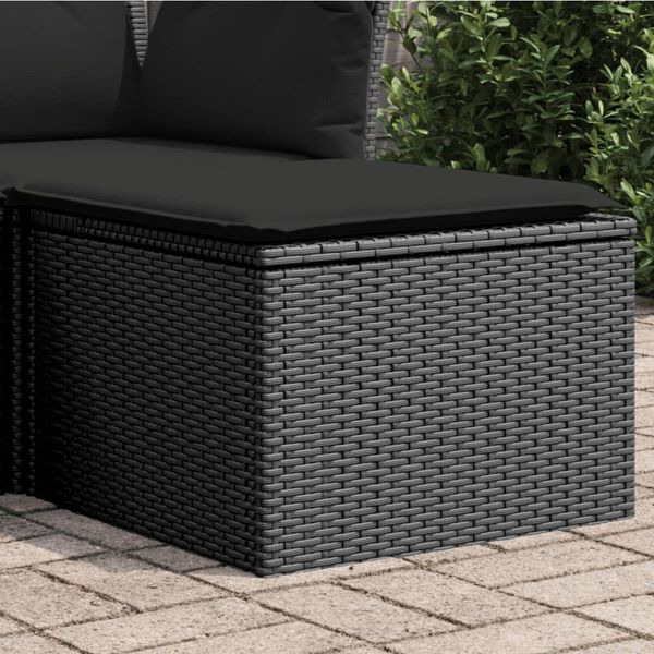 vidaXL Tuinkruk met kussen zwart 55x55x37 cm poly rattan