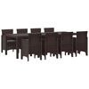 vidaXL Tuin Eetset 9 pcs Bruin Polypropyleen