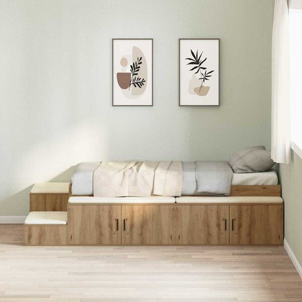 vidaXL Opbergbedframe met opslag Artisan Eiken 90 cm Bewerkt hout