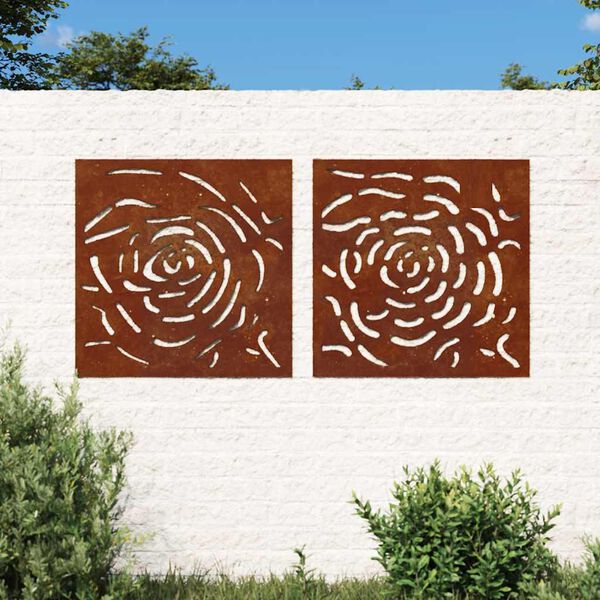 vidaXL Wanddecoratie tuin 2 st rozenontwerp 55x55 cm cortenstaal