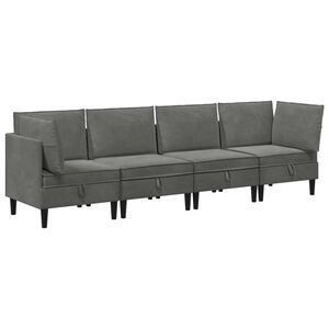 vidaXL Woonkamer Meubelset 4 st Donkergrijs Fluweel