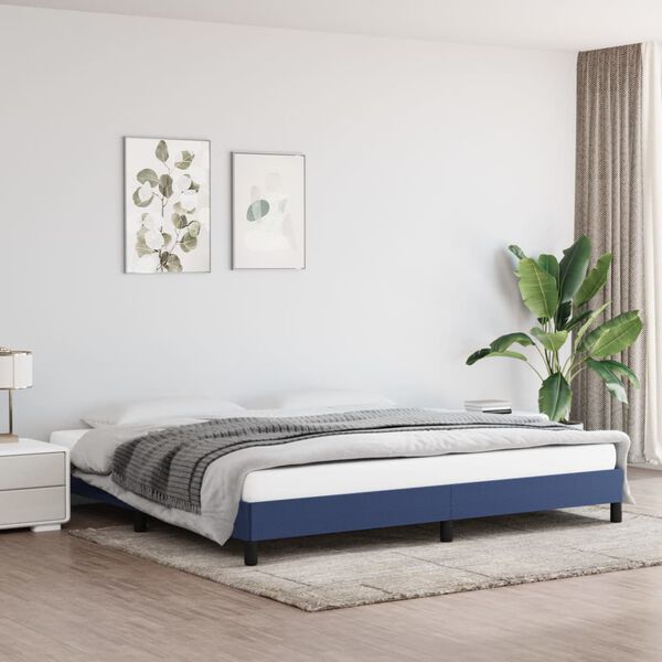 vidaXL Bedframe zonder matras stof blauw 200x200 cm