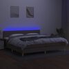 vidaXL Boxspring met matras en LED stof taupe 200x200 cm