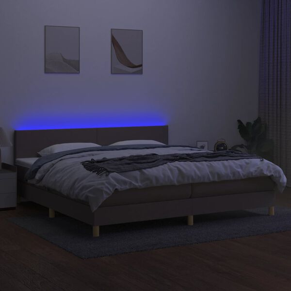 vidaXL Boxspring met matras en LED stof taupe 200x200 cm
