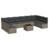 vidaXL 11-delige Loungeset met kussens poly rattan grijs
