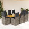 vidaXL 9-delige Bistroset met kussens poly rattan grijs