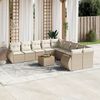 vidaXL 11-delige Tuinset met kussens poly rattan beige