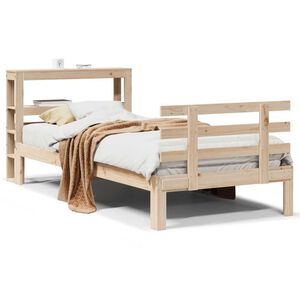 vidaXL Bedframe met hoofdbord massief grenenhout 100x200 cm