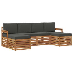 vidaXL Sofa-Sets 6 pcs Natuurlijk en Antraciet Massief Acaciahout