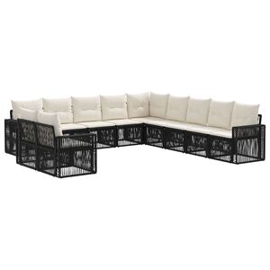 vidaXL Tuinbankenset 11 st Zwart en Cream Wit poly rattan