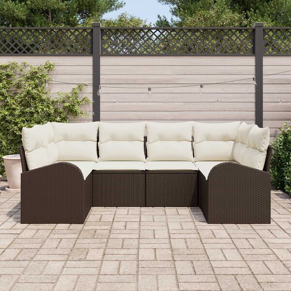 vidaXL Tuin Sofa Set met kussen 6 pcs Bruin Poly Rattan