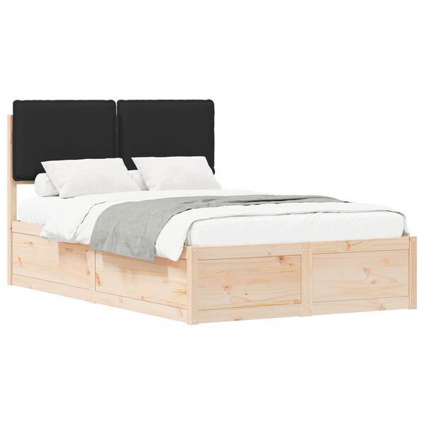 vidaXL Bedframe met Gevoerd Hoofdgedeelte Zwart 120 x 190 cm