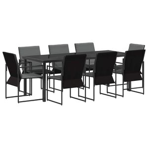 vidaXL Tuin eettafelset 9 st Zwart en Anthraciet Textilene en staal