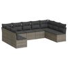 vidaXL 9-delige Loungeset met kussens poly rattan grijs