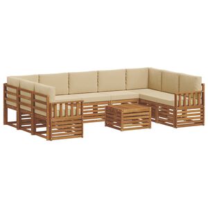 vidaXL Sofa-Sets 10 pcs Natuurlijk en Beige Massief Acaciahout