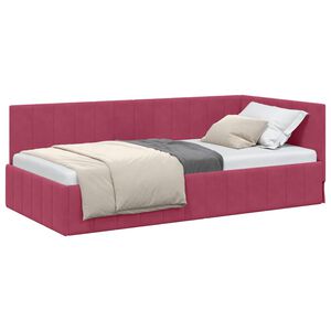 vidaXL Hoekbedframe met hoofdeinde Wijnrood 100 cm x 200 cm Fluweel