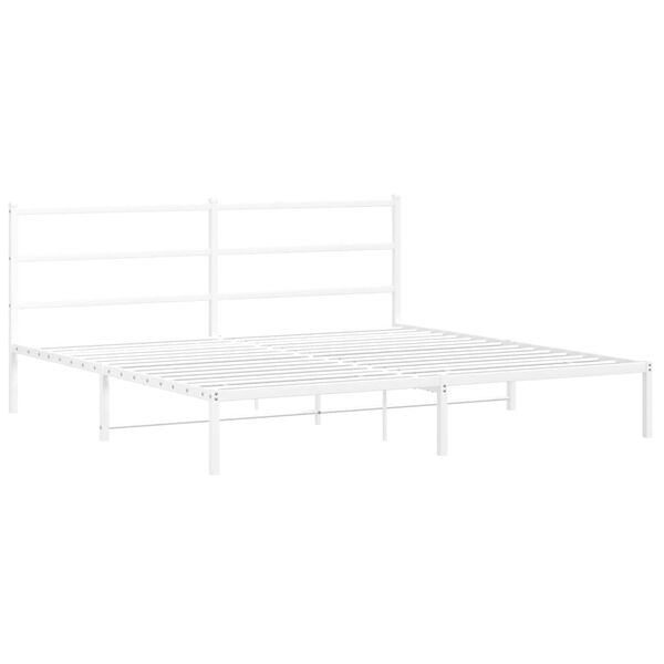 vidaXL Bedframe met hoofdbord metaal wit 183x213 cm