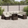 vidaXL 9-delige Loungeset met kussens poly rattan bruin