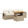vidaXL 5-delige Loungeset met kussens poly rattan beige