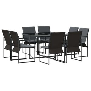 vidaXL Tuin eettafelset 9 pcs Zwart Staal