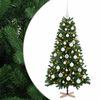 vidaXL Kunstkerstboom met kerstbal 120 cm 150 LED's Warmwit PVC Groen
