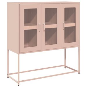 vidaXL Dressoir 100,5x39x107 cm koudgewalst staal roze