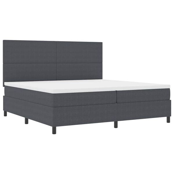 vidaXL Boxspringbed Donkergrijs en Wit 200 x 200 cm Katoen Stof
