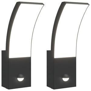 vidaXL Buitenwandlampen 2 st LED met sensors gegoten aluminium zwart