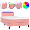 vidaXL Boxspring met matras en LED fluweel roze 120x190 cm