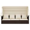 vidaXL Loungebed met luifel en kussens poly rattan bruin