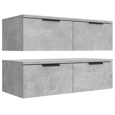 vidaXL Wandkasten 2 st 68x30x20 cm bewerkt hout betongrijs