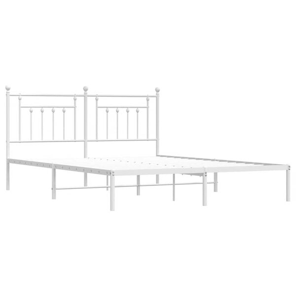vidaXL Bedframe met hoofdbord metaal wit 183x213 cm