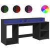 vidaXL Bureau met LED-verlichting 200x55x91 cm bewerkt hout zwart