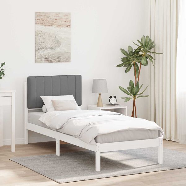 vidaXL Bedframe met Gevoerd Hoofdgedeelte Lichtgrijs 75 x 190 cm