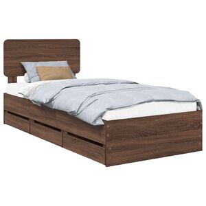 vidaXL Bedframe met lade Bruine eik 75 x 190 cm Geconstrueerd hout