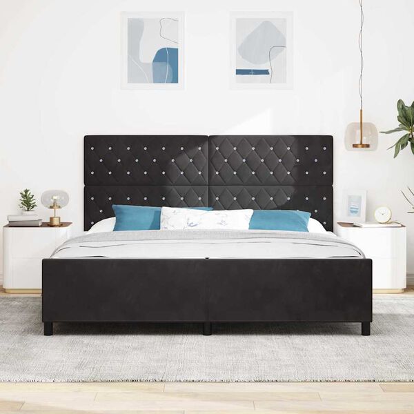 vidaXL Boxspringbed met hoofdeinde Zwart 200 x 200 cm Fluweel