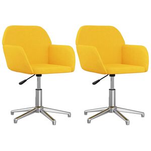 vidaXL Eetkamerstoelen 2 st draaibaar stof mosterdgeel