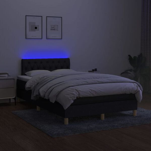 vidaXL Boxspring met matras en LED stof zwart 120x200 cm