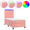 vidaXL Boxspring met matras en LED fluweel roze 90x190 cm