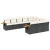 vidaXL 10-delige Loungeset met kussens poly rattan zwart