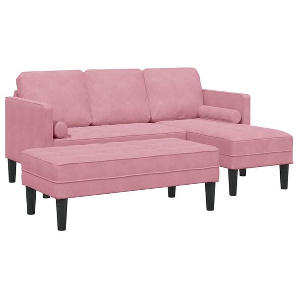 vidaXL Bankstel met kussen 2 pcs Roze Polyester