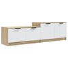 vidaXL Tv-meubel 158,5x36x45cm bewerkt hout wit en sonoma eikenkleurig