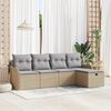 vidaXL Tuin Sofa Set met kussen 5 pcs beige en lichtgrijs Poly riet