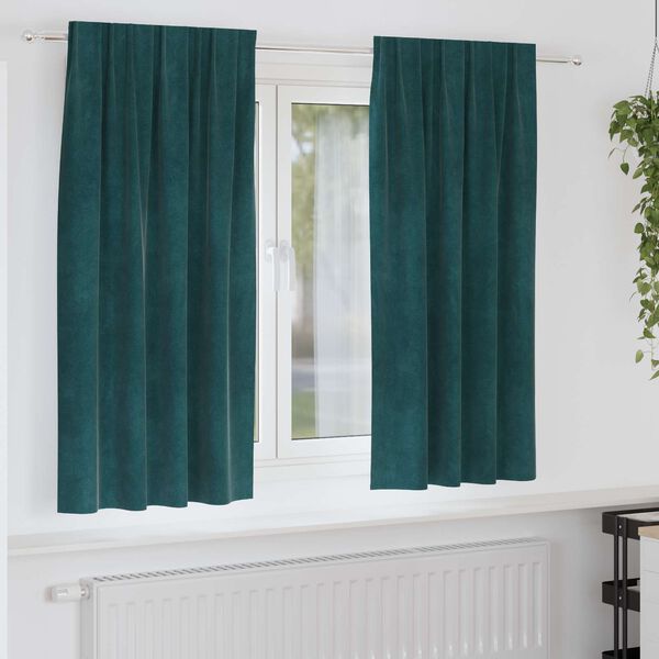 vidaXL Verduisterende gordijnen 2 pcs Donkergroen 140 x 175 cm Fluweel